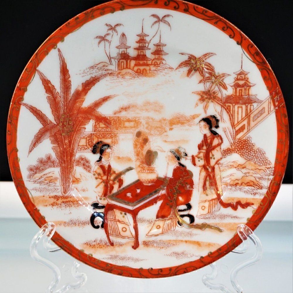 Fukagawa Porcelain Plate Vintage Japanese Tea Ceremony